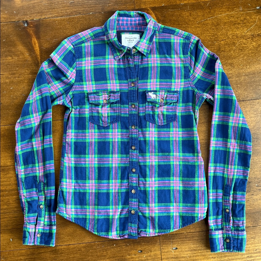Abercrombie Plaid Flannel Button-Down Shirt Sz S